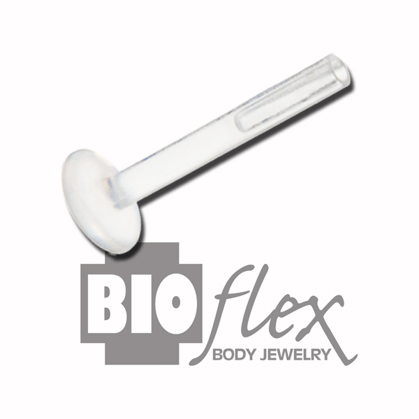 5x 16g 3/8" Acrylic Bioflex Lip Labret Retainers - Clear, Push-In Top, No Metal - 10mm